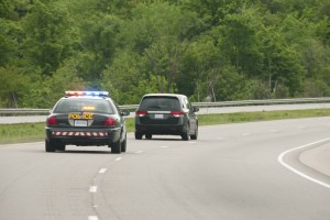 Police stopped car on the road