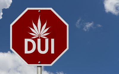dui stop sign with marijuana leaf
