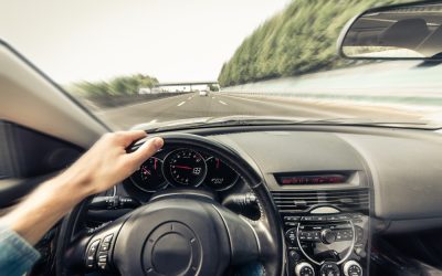 person driving on los angeles freeway