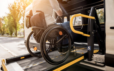 man on a wheelchair lift