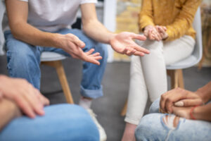 The photo shows DUI victims discussing. Can I attend a victim impact panel online in California?