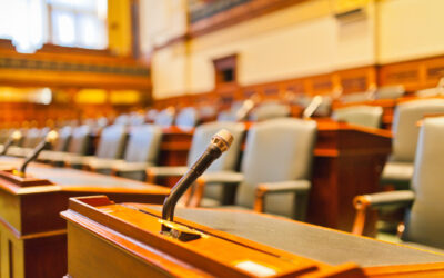 An empty courtroom. A lawyer can help you learn what percentage of DUI cases get dismissed in California.
