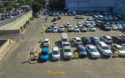 Cars parked in a police impound lot that could be damaged while impounded