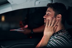 A man getting pulled over for a DUI, worried about avoiding making a mistake in a misdemeanor DUI case. 