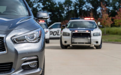Police cars pulling a vehicle over for driving under the influence, and the civilian driver is unsure of what can happen if they get charged with a misdemeanor DUI.